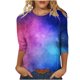 thumbnail image 2 of ICHUANYI Clearance Women's Fashion Printed Loose T-shirt 3/4 Sleeves Blouse Round Neck Casual Tops(Purple, L) ICHUANYI WER2023081401622, 2 of 5