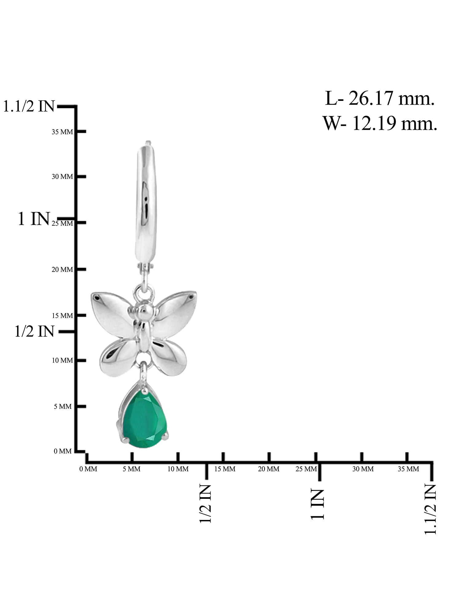 1 1/3 Carat T.G.W. Emerald Sterling Silver Dangling Earrings