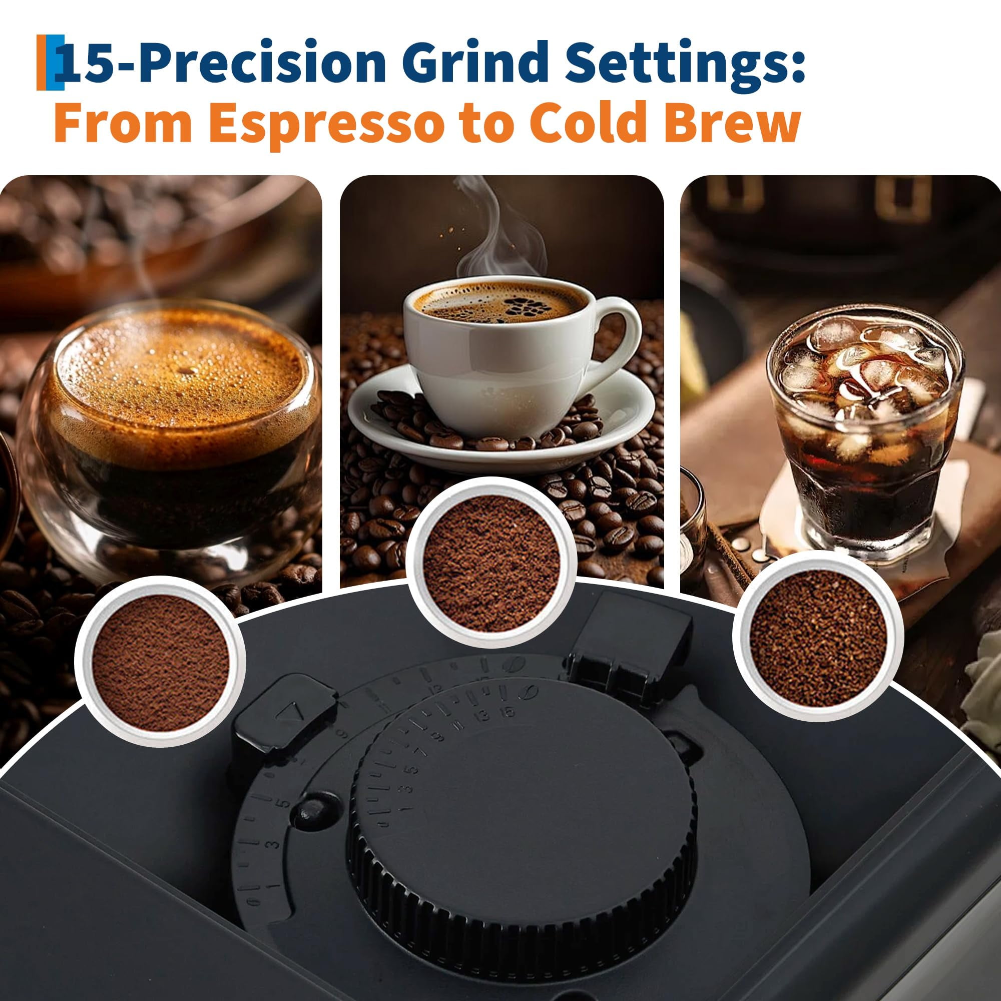 One-Touch Espresso Machine with Grinder & Frother - 6 Custom Recipes