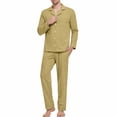 thumbnail image 6 of Samdudou Mens Pajamas Set Long Sleeve Button Down Sleepwear Classic Notch Collar Solid Two Piece Lounge Suit Pjs for Home Working Remote and Weekend Resting Time, 6 of 8