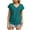 Blue, variant on Shirts for Women Trendy Hollow Out V-Neck Short Sleeve Tops Casual Loose Fit Daily Work Sports T Shirts with Pockets