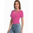 thumbnail image 4 of Women's Fashion Clothes One Piece Cutout Short Sleeve Knit Slim Fitted Tee Tshirts, 4 of 6