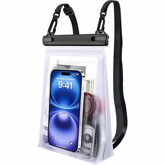 Large Waterproof Phone Pouch [with Sealing Strip], Cell Phone Dry Bag for iPhone 16 15 14 13 Pro Max Galaxy S25 S24 S23 S22 All Devices, Floating Water Proof Bag for Beach Water Park White