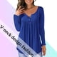 thumbnail image 5 of Camisa de mujer Botón plisado Blusa suelta Camiseta de manga larga Top, Azul, XXL kenally  AP000668-06, 5 of 7