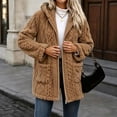 thumbnail image 7 of Enjoytime Fleece Jacket Women Long Sleeve Textured Zip Up Hooded Coat Fall Winter Warm Soft Comfy Casual Mid Length Outerwear, 7 of 7
