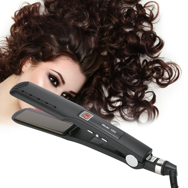 Electric Hair Straighter Silicone Strip Straightening Curling Hair Styling Flat Iron With LCD DisplayUS Plug Black Walmart