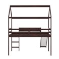 thumbnail image 4 of Euroco Wood Twin Size Loft Bed with Slide, House Bed for Kids, Espresso, 4 of 11