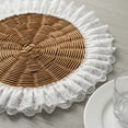 thumbnail image 4 of Woven Circular Rattan Placemat for Dining Table, Natural Handmade Rattan Coaster, Heat Resistant Non-Slip Table Mat(B), 4 of 4