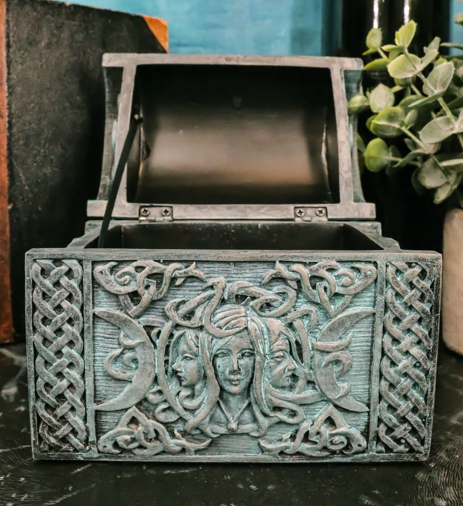 Ebros Celtic Triple Goddess Mother Maiden Crone Decorative Jewelry Box 4.75"W