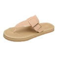 thumbnail image 6 of Rokment Women's Flat Flip Flops Sandals Beach Casual Suede Buckles Waterproof Soles Platform Gladiator Thongs Dress Slip on Slides Summer Vacation Beige Size 5.5, 6 of 7