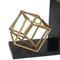 thumbnail image 4 of DecMode 8" Overlapping Cube Geometric Gold Stainless Steel Metal Bookends with Black Bases (Set of 2), 4 of 7