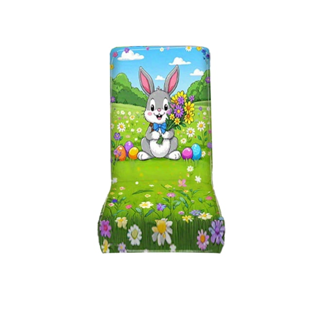 SIYTUAU Cute Bunny Design Stretch Chair Cover For Dining Room Chair Protector Easter Party Home Decor D