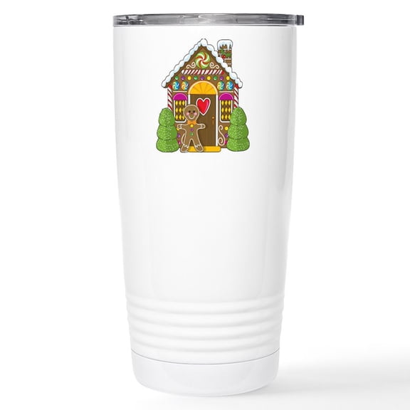 CafePress - Gingerbread House Stainless Steel Travel Mug - Insulated Stainless Steel Travel Tumbler 20 oz.