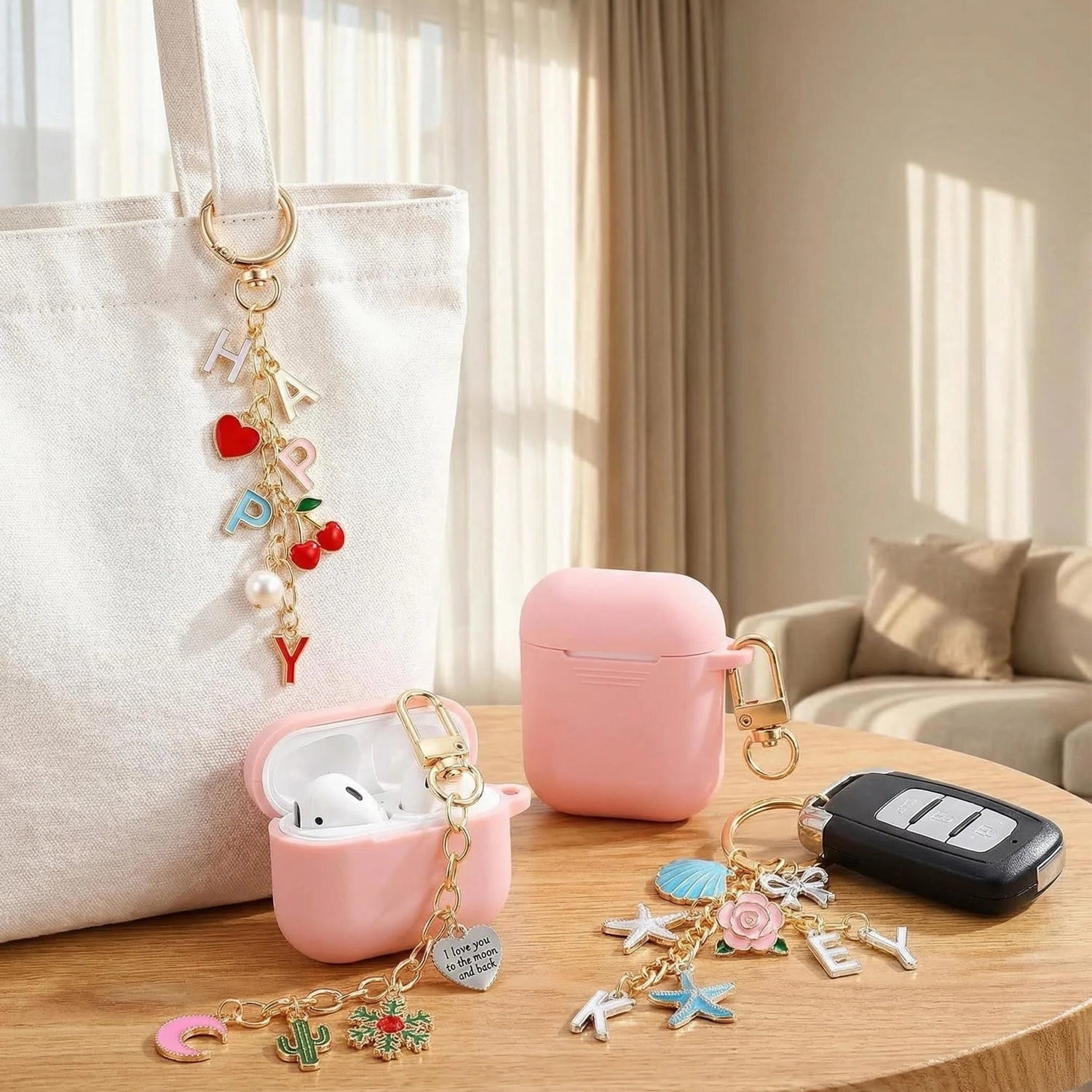 325Pcs Charms Lip Gloss Keychain Making Kit,DIY Craft Supplies with 20 Keychain Clips 25 Extender Chain 118 Charms Jewelry Plier, Jewelry Making Kit for Custom Keychains, Bags, Gifts