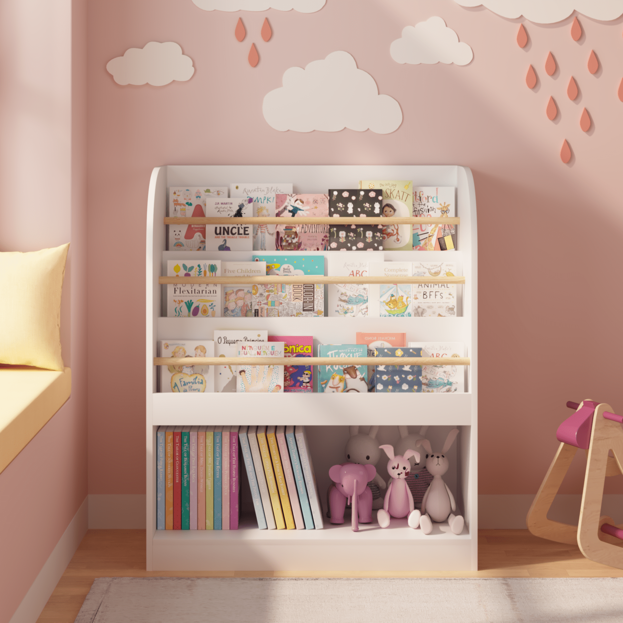 Kids Bookshelf with Open Storage, Front-Facing Children's Bookcase, Multi-Tier Wooden Book Display Shelf for Toddlers, Playroom, Bedroom, or Nursery