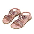 thumbnail image 3 of Celivon Kids Girl Sandals Rhinestone Slingback Sandals Sandals Elastic Ankle Strap Casual Bohemian Beach Shoes 5.5-6 Years, 3 of 8