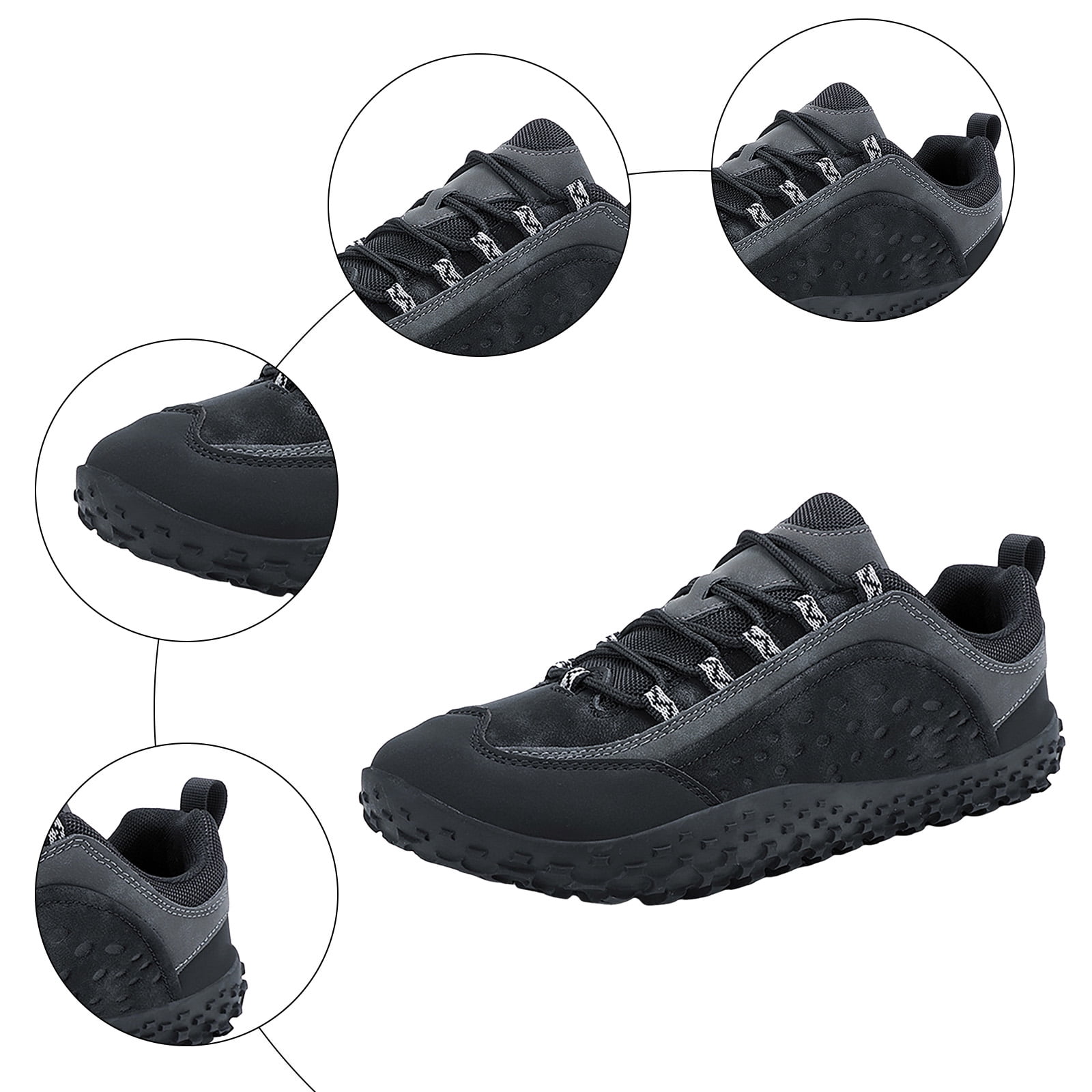 Rokment Womens Mens Barefoot Hiking Shoes 2026 Spring Fall Fashion Casual Color Block Outdoor Sports Trekking Flat Waterproof Wide Toe Low Top Construction Walking Sneakers Black Size 8.5