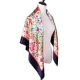 thumbnail image 2 of Grace Scarves 100% Silk Scarf, Extra-Large, Botanical Flourish, Cyan/Dark Blue, 2 of 4