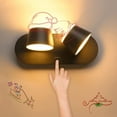 thumbnail image 2 of Set Of 2 Led Wall Lights - 2 Bulbs With Switch Black Reading Light Indoor 12W Sconce Reading Lamp Warm White 3000K Up Down Wall Sconce Wall Sconce Wall Spotlight Children'S Room Bedroom Hallway, 2 of 5