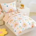 thumbnail image 3 of ZRNBAST 4 Piece Girls Toddler Bedding Set, Colorful Love Hearts Rainbow Bedding Set for Baby Girls, White, 3 of 8