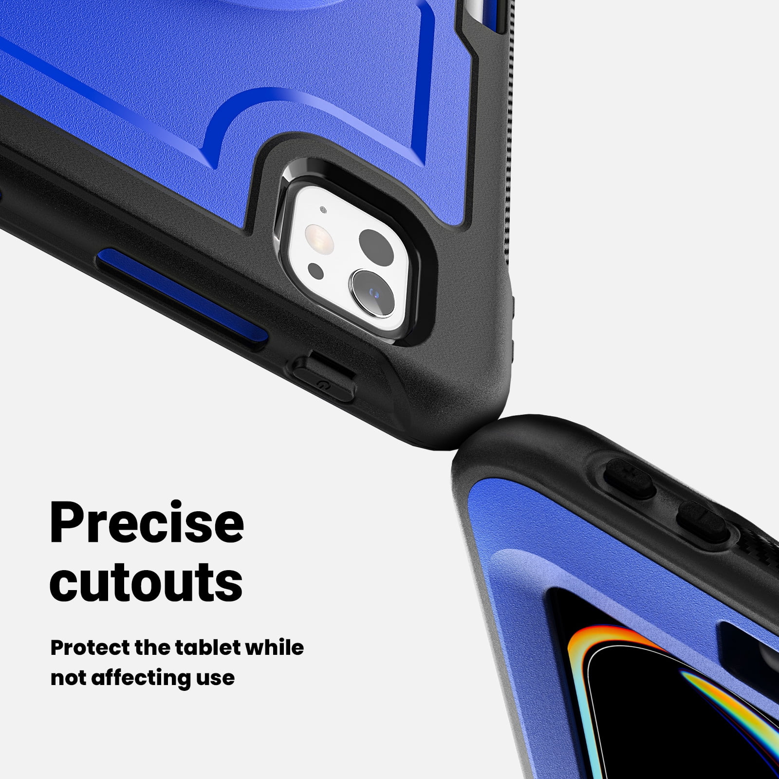 ELEHOLD Case for Apple iPad Pro 11 2024,Soft TPU Rugged Durable Case with 360° Rotating Hand Strap & Foldable Hidden Stand & Pencil Holder,Darkblue