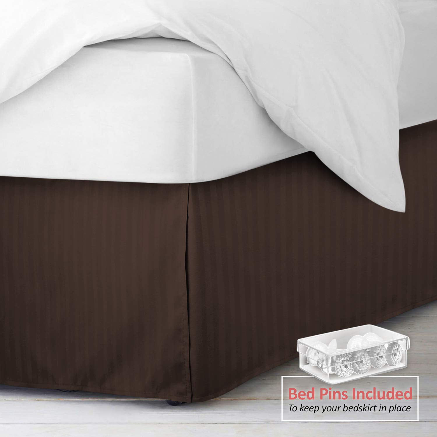 Premium Luxury Dust Ruffle Brushed Microfiber Pleated Tailored Bed Skirt 14”Drop 