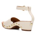 thumbnail image 2 of YDN Women Open Round Toe Cork Chunky Low Heels Nail Studded Platform Ankle Strap Sandals Comfortable Daily Dressy Shopping Shoes Size 15 White, 2 of 4