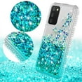 thumbnail image 2 of Samsung Galaxy A03S Case Liquid Quicksand Glitter Cute Phone Case Clear Bling Diamond Shock Protective Cover for Girls Women - Clear/Teal, 2 of 5