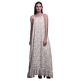 thumbnail image 1 of Bimba White5 Floral Leaves & Magnolia Printed Nightwear For Women Long Spaghetti Strap Maxi Dress Sleepwear Gown XX-Grand, 1 of 5