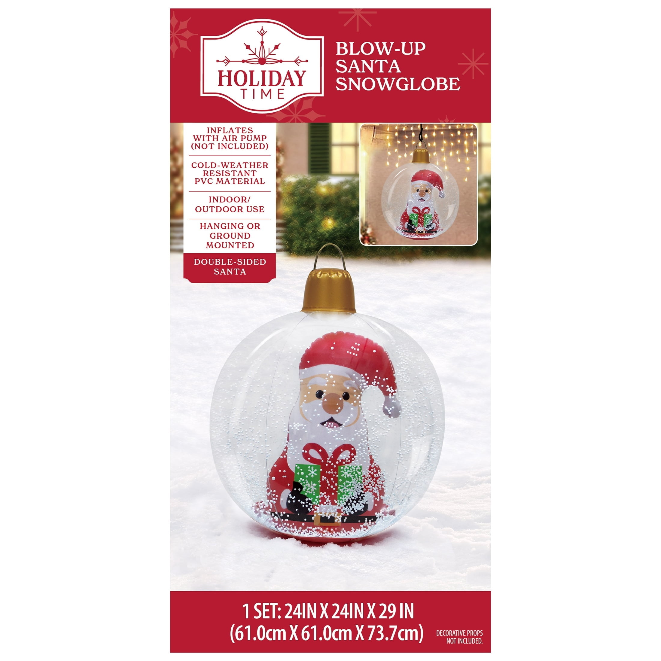 Clear and Red Blow-Up Santa Snowglobe Christmas Yard Inflatable, 29", by Holiday Time