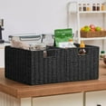 thumbnail image 6 of Wicker Storage Basket, Set of 2 Hand-Woven Paper Rope Wicker Basket, Small Storage Baskets for Organizing Toilet Paper Baskets, Foldable Large Cube Storage Organizer Bin for Shelves (Black), 6 of 7