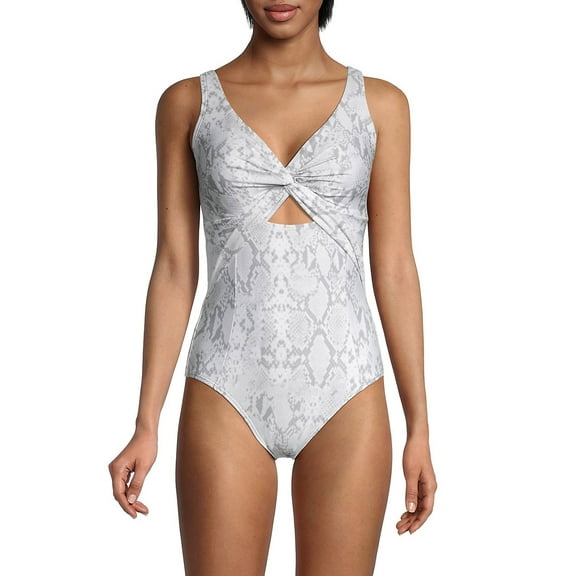DKNY Womens Printed Peek-a-Boo Twist One Piece Swimsuit;8