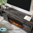 thumbnail image 3 of OKD Farmhouse Fireplace TV Stand for 80" TV, Highboy Entertainment Center with 36" Electric Fireplace, Media Console with Sliding Barn Door for Living Room, Dark Rustic Oak, 3 of 8