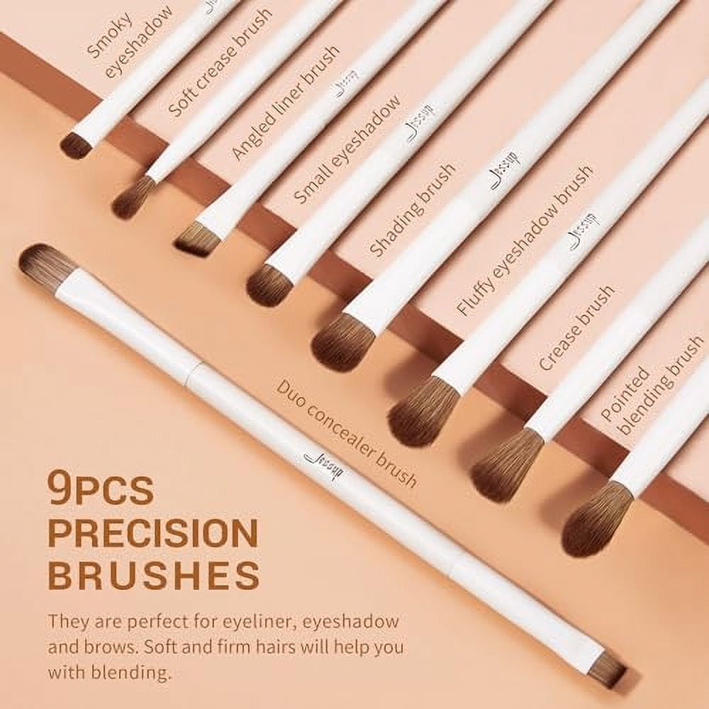 Jessup Makeup Brushes 14Pcs Makeup Brush Set Premium Synthetic Light Gray T329