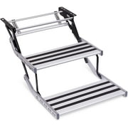 Hike Crew Manual RV Steps, Two-Step Retractable Camper Platform with Lock Spring