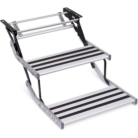 Hike Crew Manual RV Steps, Two-Step Retractable Camper Platform with Lock Spring