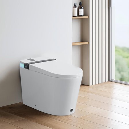SmartHome Smart Toilet with Bidet Seat Built-in,Auto Open/Close Seat, Foot Sensor, LED Display,Night Light, Warm Water & Dryer,Revolving lamp,Side Knob With Multiple Controls