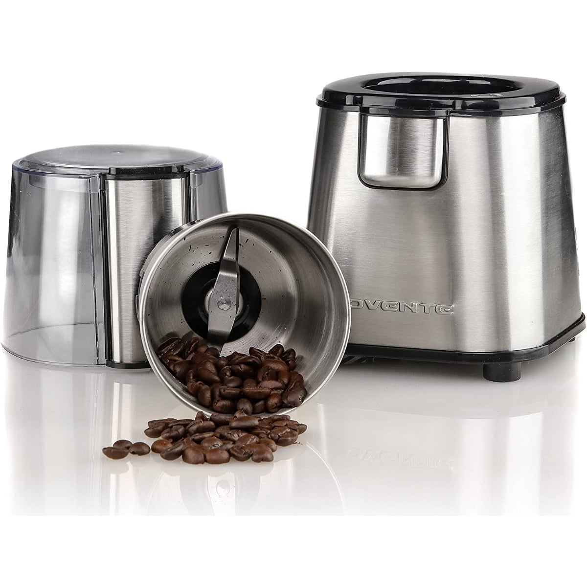 Ovente 2.1 oz. Silver Multi-Purpose Electric Coffee Grinder Lid-Activated Switch