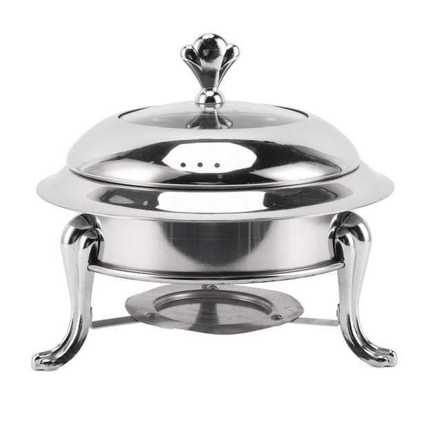 JUEGO DE BUFFET DE PLATO DE FROTAMIENTO DE ACERO INOXIDABLE, JUEGO DE BUFFET PARA SERVIDORES DE BUFFET, ESTUFA DE BUFFET REDONDA DE CALENTAMIENTO RÁPIDO PARA BUCHETE DE BODAS