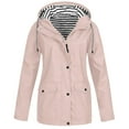 thumbnail image 1 of Women's Thickened Windproof Anorak Overcoat Warm Plus Size Solid Color Striped Drawstring Hooded Snow Jacket Outerwear, 1 of 5