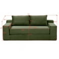 thumbnail image 3 of Memory Foam Cloud Loveseat Sofa - 2 in 1 Convertible Folding Couch Bed, No Assembly Compressed Corduroy Floor Lounge for Apartment Office Bedroom,Green, 3 of 13