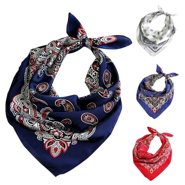 Luxury Brand Silk Satin Head Scarf For Women Flower Print Kerchief