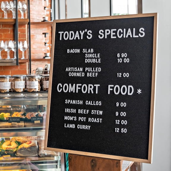 Blackboard Letter Board - 24x30 Inch Large Felt Message Board for Restaurant Menus