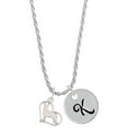 thumbnail image 1 of Delight Jewelry Silvertone German Shepard Silhouette Heart Silvertone Script Initial Disc - K - Charm Necklace, 20"+3", 1 of 4