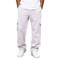thumbnail image 3 of UDAUDU Men's Cargo Sweatpants Baggy Elastic Drawstring Waist Multi Side Pockets Loose Casual Jogger Trousers for Daily Workout Hanging Out White M, 3 of 9