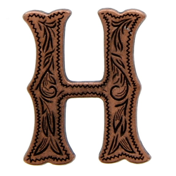 Alphabet Letter H Concho Antique Copper 3/4" Tall 1339-083