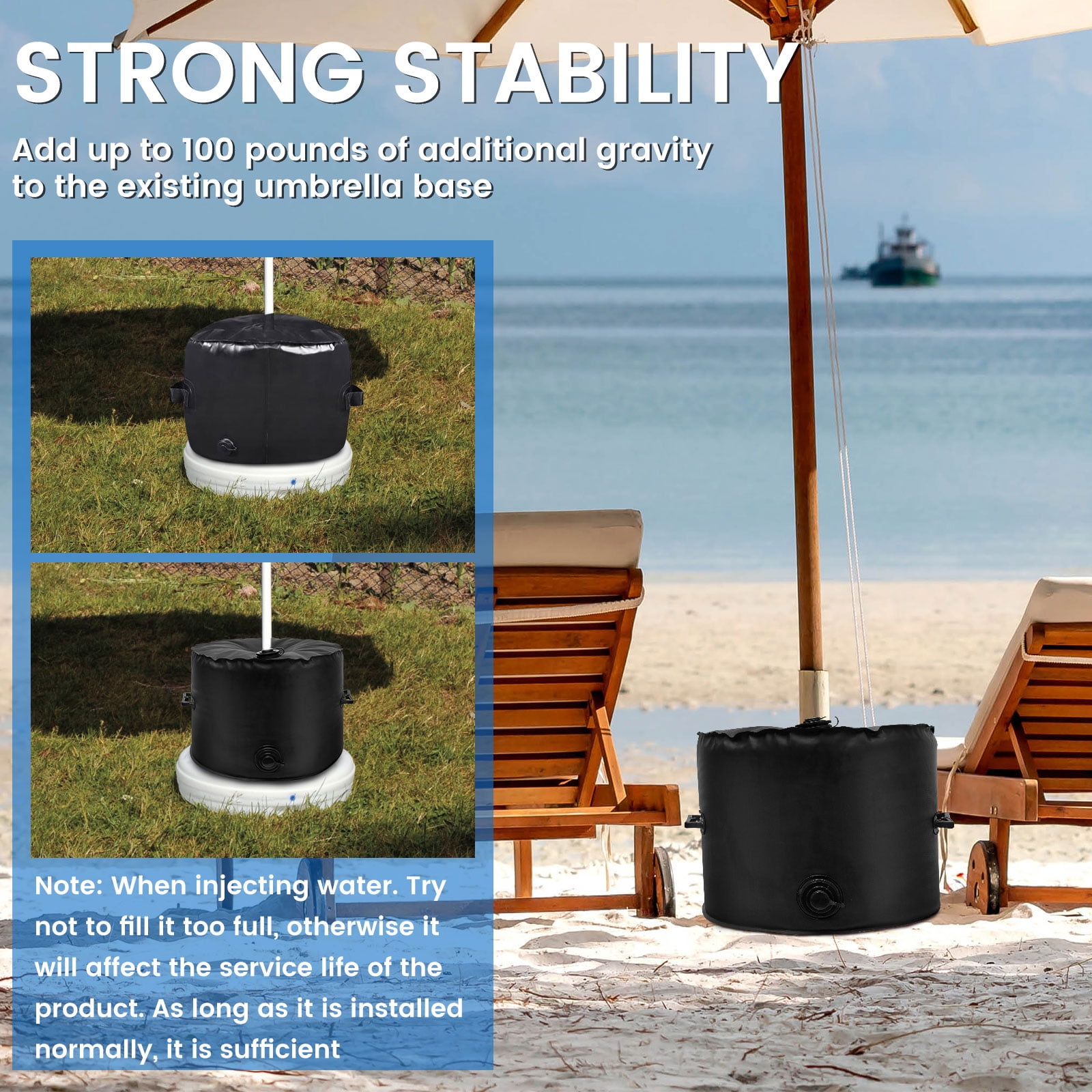Fznkrag Umbrella Base Weight Bag Up to 100 lbs Umbrella Base Water Bag Umbrella Stand Outdoor Base,40L