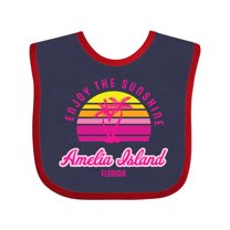 Inktastic Summer Enjoy the Sunshine Amelia Island Florida in Pink Boys or Girls Baby Bib