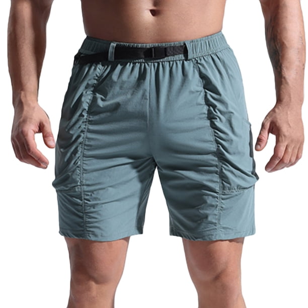 pstuiky Pantalones cortos para hombre, Pantalones cortos deportivos casuales de moda para hombre, con bolsillos laterales elásticos y cintura media. Pantalones cortos cargo