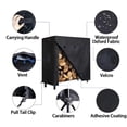 thumbnail image 3 of Billuyoard Funda de tela impermeable para leñero de exterior, color negro Cubiertas para muebles de jardín A 4 pies: 123*65*110 CM, 3 of 6